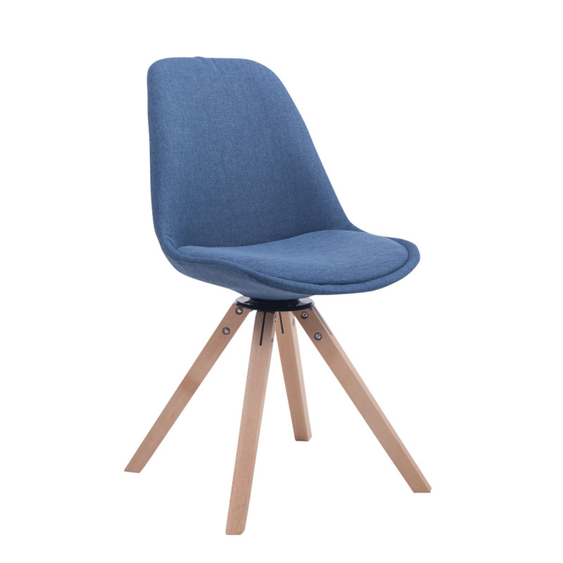 Silla para Visitas Troyes Square en Tela Azul,Natural (roble)