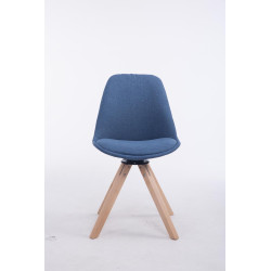 Silla para Visitas Troyes Square en Tela Azul,Natural (roble)