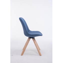 Silla para Visitas Troyes Square en Tela Azul,Natural (roble)