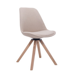 Silla para Visitas Troyes Square en Tela Crema,Natural (roble)