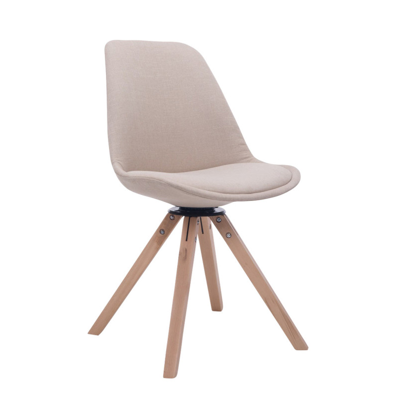 Silla para Visitas Troyes Square en Tela Crema,Natural (roble)