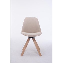 Silla para Visitas Troyes Square en Tela Crema,Natural (roble)