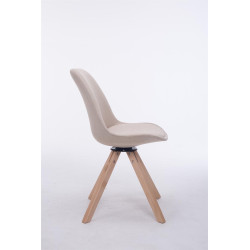 Silla para Visitas Troyes Square en Tela Crema,Natural (roble)