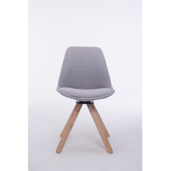 Silla para Visitas Troyes Square en Tela Gris,Natural (roble)