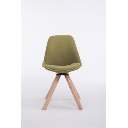 Silla para Visitas Troyes Square en Tela Verde,Natural (roble)