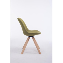 Silla para Visitas Troyes Square en Tela Verde,Natural (roble)