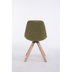 Silla para Visitas Troyes Square en Tela Verde,Natural (roble)