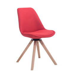 Silla para Visitas Troyes Square en Tela Rojo,Natural (roble)