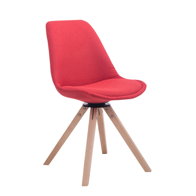 Silla para Visitas Troyes Square en Tela Rojo,Natural (roble)