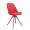 Silla para Visitas Troyes Square en Tela Rojo,Natural (roble)