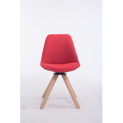 Silla para Visitas Troyes Square en Tela Rojo,Natural (roble)