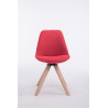 Silla para Visitas Troyes Square en Tela Rojo,Natural (roble)