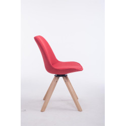 Silla para Visitas Troyes Square en Tela Rojo,Natural (roble)