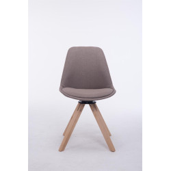 Silla para Visitas Troyes Square en Tela Gris topo,Natural (roble)