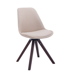 Silla para Visitas Troyes Square en Tela Crema,Nogal (roble)