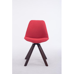 Silla para Visitas Troyes Square en Tela Rojo,Nogal (roble)