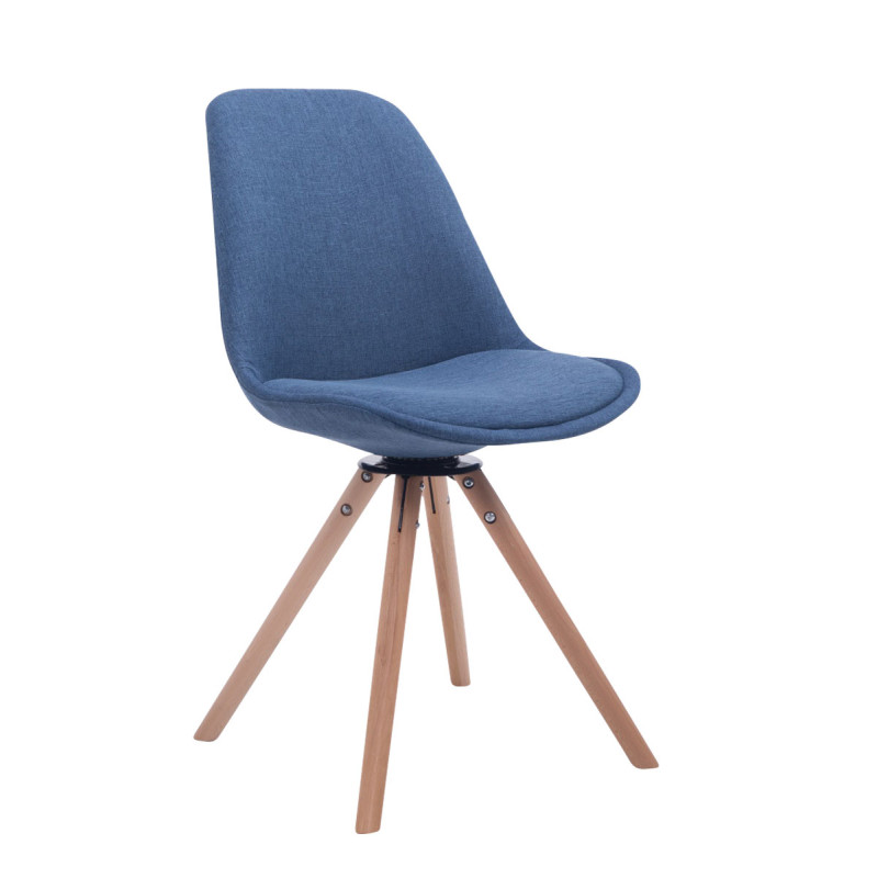 Silla para visitas Troyes Rund en Tela Azul,Natural (roble)