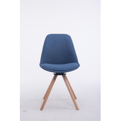 Silla para visitas Troyes Rund en Tela Azul,Natural (roble)