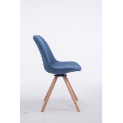 Silla para visitas Troyes Rund en Tela Azul,Natural (roble)