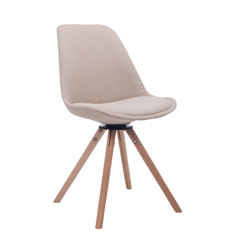 Silla para visitas Troyes Rund en Tela Crema,Natural (roble)