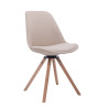 Silla para visitas Troyes Rund en Tela Crema,Natural (roble)