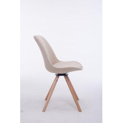 Silla para visitas Troyes Rund en Tela Crema,Natural (roble)