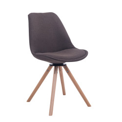 Silla para visitas Troyes Rund en Tela Gris oscuro,Natural (roble)