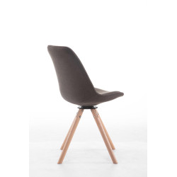 Silla para visitas Troyes Rund en Tela Gris oscuro,Natural (roble)