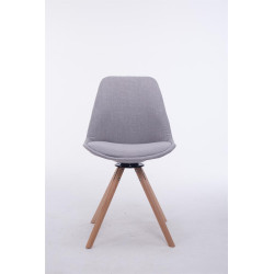 Silla para visitas Troyes Rund en Tela Gris,Natural (roble)