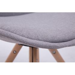 Silla para visitas Troyes Rund en Tela Gris,Natural (roble)