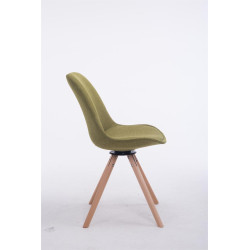 Silla para visitas Troyes Rund en Tela Verde,Natural (roble)