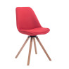 Silla para visitas Troyes Rund en Tela Rojo,Natural (roble)