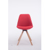 Silla para visitas Troyes Rund en Tela Rojo,Natural (roble)