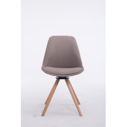 Silla para visitas Troyes Rund en Tela Gris topo,Natural (roble)