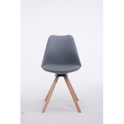 Silla para visitas Troyes Rund Gris,Natural (roble)