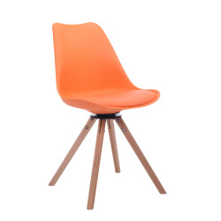 Silla para visitas Troyes Rund Naranja,Natural (roble)