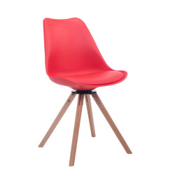 Silla para visitas Troyes Rund Rojo,Natural (roble)