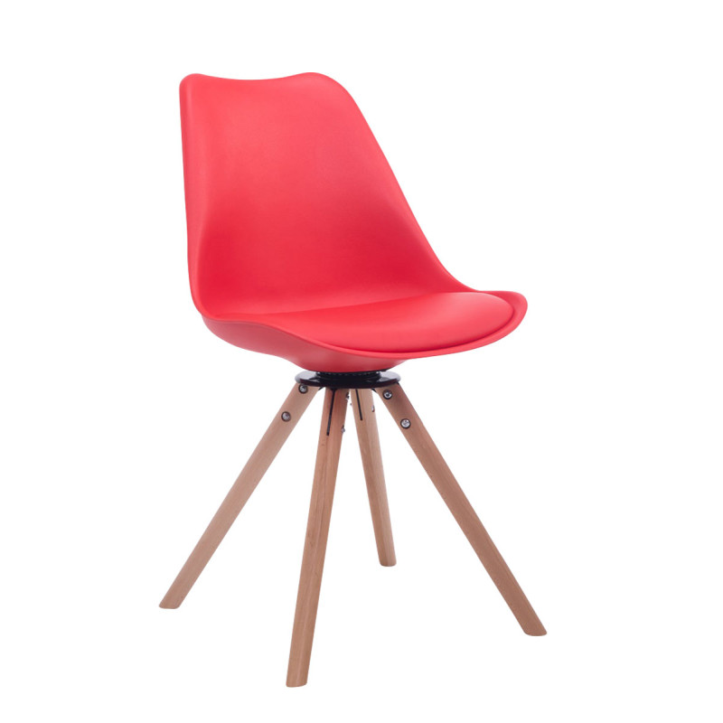 Silla para visitas Troyes Rund Rojo,Natural (roble)