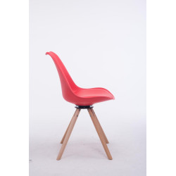 Silla para visitas Troyes Rund Rojo,Natural (roble)