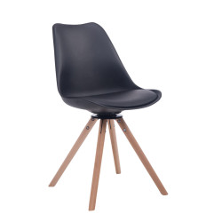 Silla para visitas Troyes Rund Negro,Natural (roble)