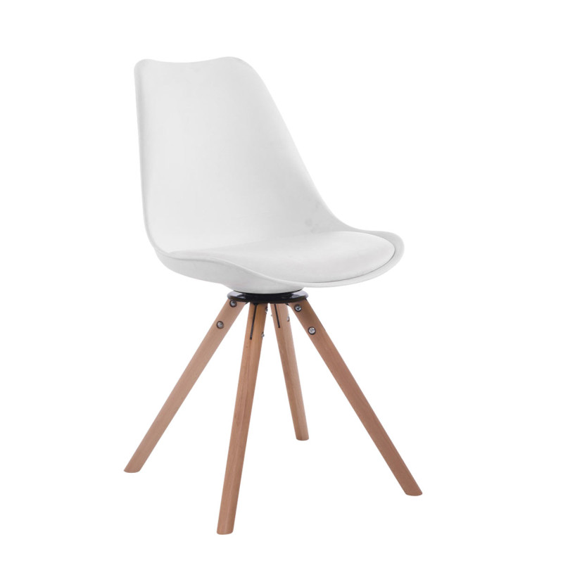 Silla para visitas Troyes Rund Blanco,Natural (roble)