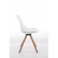 Silla para visitas Troyes Rund Blanco,Natural (roble)