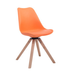 Silla para visitas Troyes Square Naranja,Natural (roble)