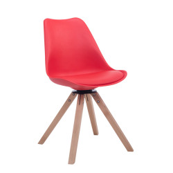 Silla para visitas Troyes Square Rojo,Natural (roble)