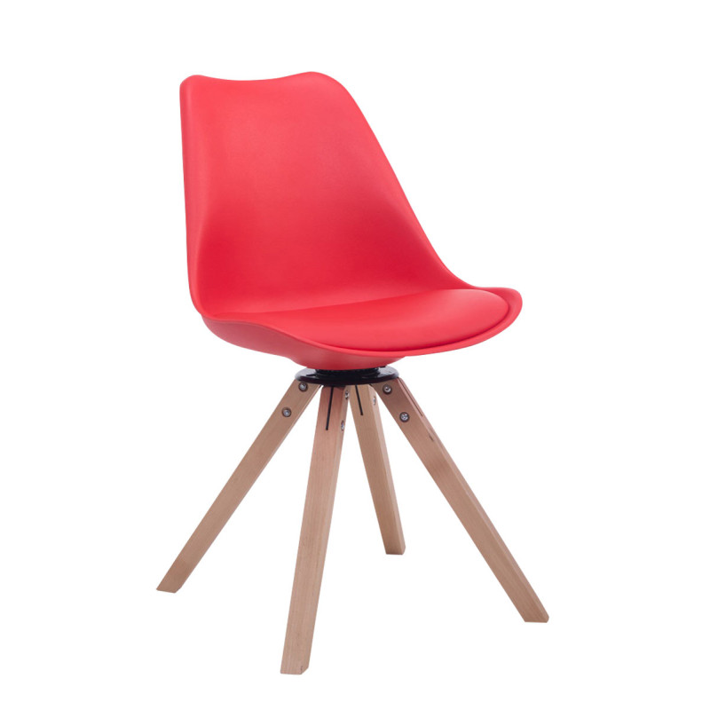 Silla para visitas Troyes Square Rojo,Natural (roble)