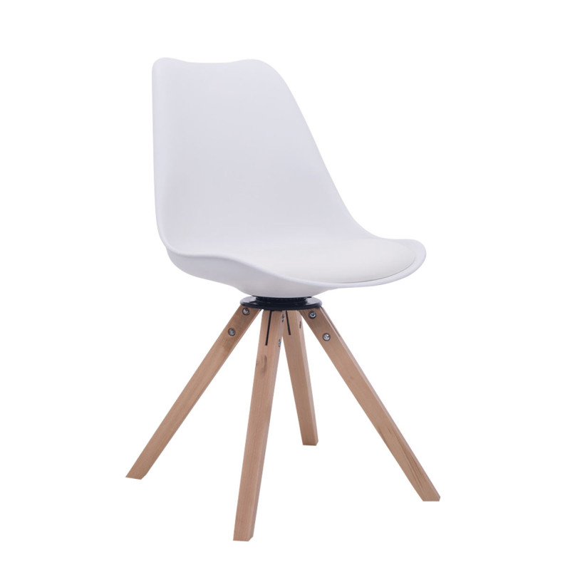 Silla para visitas Troyes Square Blanco,Natural (roble)