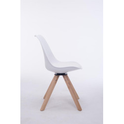 Silla para visitas Troyes Square Blanco,Natural (roble)