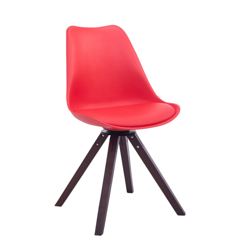 Silla para visitas Troyes Square Rojo,Nogal (roble)