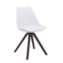 Silla para visitas Troyes Square Blanco,Nogal (roble)