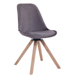 Silla Troyes Square En Terciopelo Natural (roble),Gris oscuro